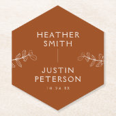 Modern Terracotta Burnt Sinaasappel Boho Wedding N Kartonnen Onderzetters (Voorkant)