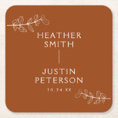 Modern Terracotta Burnt Sinaasappel Boho Wedding N Kartonnen Onderzetters (Voorkant)