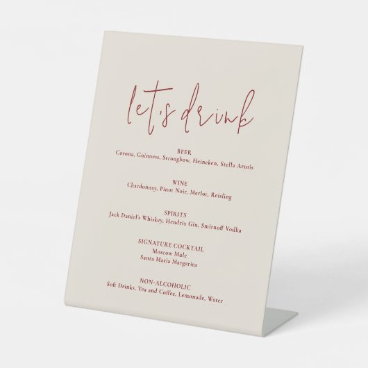 Modern Terracotta Burnt Sinaasappel Boho Wedding Reclamebord Met Voetstuk (Voorkant)