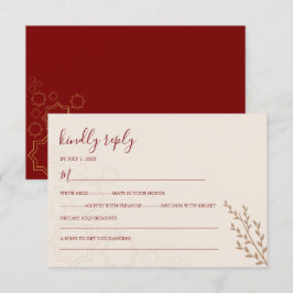 Modern Terracotta Burnt Sinaasappel Boho Wedding RSVP Kaartje