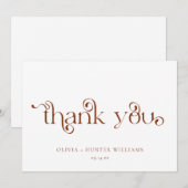 Modern Terracotta Calligrafie Bedankkaart (Voorkant / Achterkant)