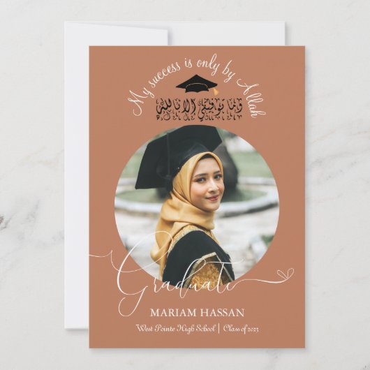Modern Terracotta Calligraphy Muslim Afstuderen Kaart (Voorkant)