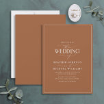 Modern Terracotta Calligraphy Wedding Invitation Kaart<br><div class="desc">Het rendabele, elegante en moderne, eenvoudige, minimalistische terracotta en witte typografie bruiloft-ontwerp kenmerkt 'De bruiloft van' in moderne kalligrafie en Serif-tekst als de belangrijkste ontwerpeigenschap, en is gebaseerd op onze beste vrijgezellenfeest-uitnodiging. De achterkant van de kaart is voorzien van een terracotttextuur. De ontwerper van het contact voor de passende producten....</div>