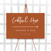 Modern Terracotta Cocktail Hour Wedding Reception