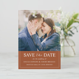 Modern Terracotta Color Simple Minimalist Photo Save The Date