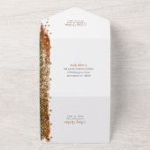 Modern Terracotta Coppery Gold Sparkle Bruiloft All In One Uitnodiging (Buitenkant)
