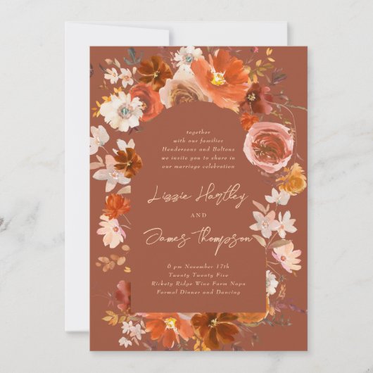 Modern Terracotta Desert Floral Boho Arch Wedding Kaart (Voorkant)