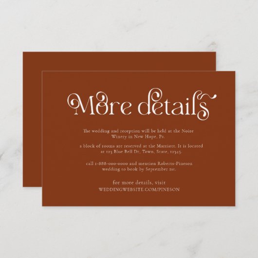 Modern Terracotta Details Wedding Enclosure Kaart (Voorkant / Achterkant)