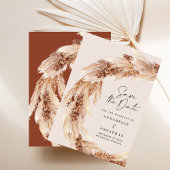 Modern terracotta elegant save the date pampas kaart