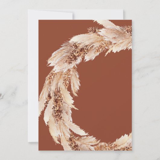 Modern terracotta elegant save the date pampas kaart (Achterkant)