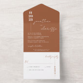 Modern Terracotta Elegant Typography Photo Wedding All In One Uitnodiging (Binnen)