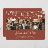 Modern Terracotta en Gold 3 Photo Save the Date (Voorkant / Achterkant)