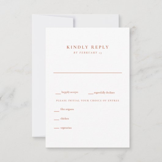 Modern Terracotta en White Wedding RSVP (Voorkant)