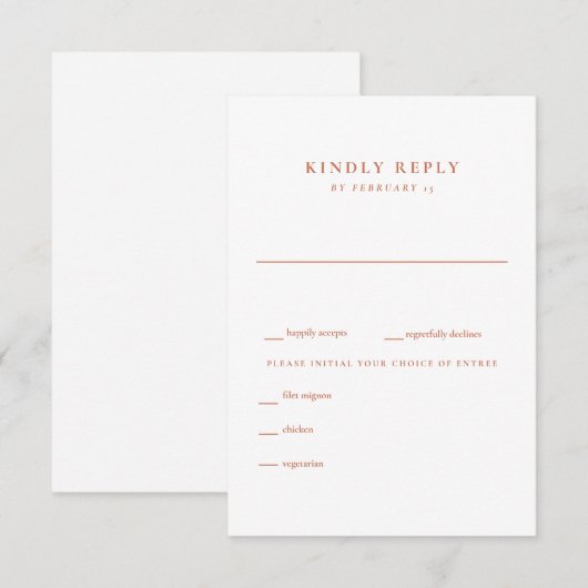 Modern Terracotta en White Wedding RSVP (Voorkant / Achterkant)