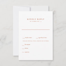 Modern Terracotta en White Wedding RSVP Kaartje