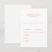 Modern Terracotta en White Wedding RSVP Kaartje (Voorkant / Achterkant)
