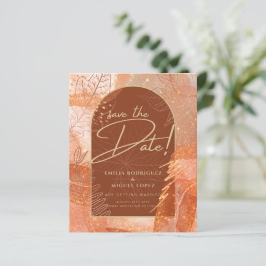 Modern Terracotta FALL Wedding Save the Date (Staand voorkant)