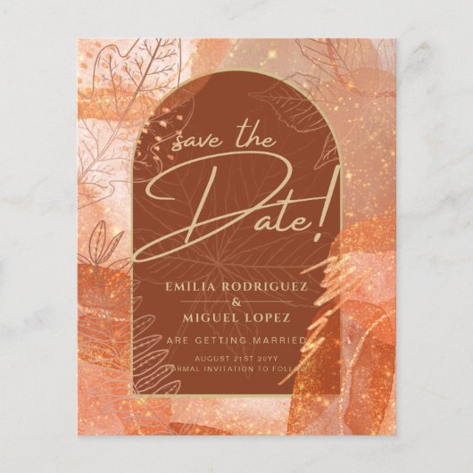 Modern Terracotta FALL Wedding Save the Date (Voorkant)