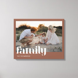 Modern Terracotta Family Name Custom Photo Canvas Afdruk