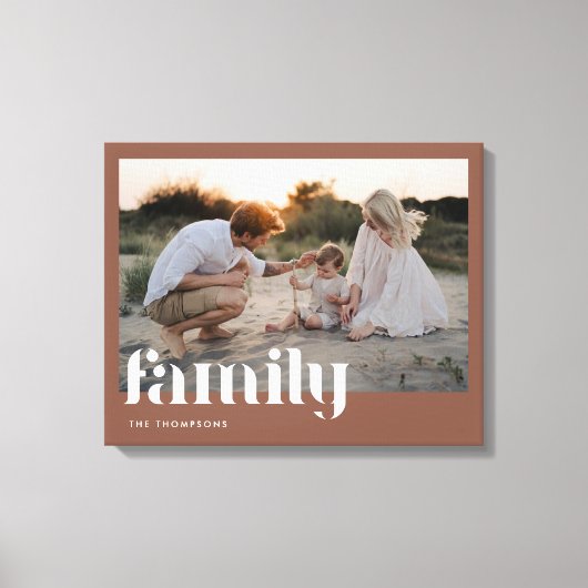 Modern Terracotta Family Name Custom Photo Canvas Afdruk (Voorkant)