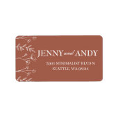 Modern Terracotta Floral Elegant Wedding Address Etiket (Voorkant)