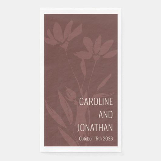 Modern Terracotta Floral Line Art Wedding Custom Servet (Voorkant)