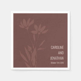 Modern Terracotta Floral Line Art Wedding Custom Servet