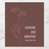 Modern Terracotta Floral Line Art Wedding Custom Wijn Etiket (Enkel label)