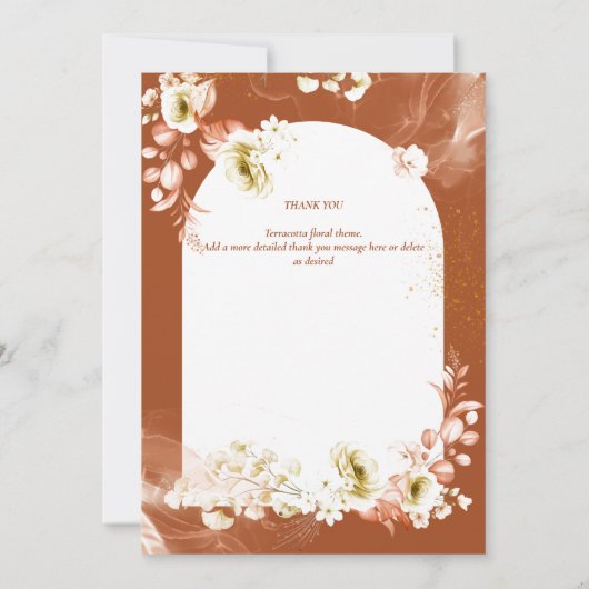 Modern Terracotta Floral PHOTO BEDANKT U (Achterkant)