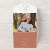 Modern Terracotta Floral Wedding All In One Uitnodiging (Buitenkant)