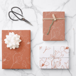 Modern Terracotta Floral Wedding Inpakpapier Vel