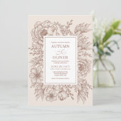 Modern  Terracotta Floral Wedding Kaart (Staand voorkant)