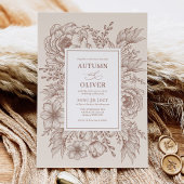 Modern  Terracotta Floral Wedding Kaart