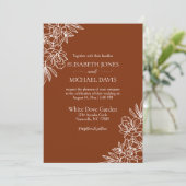 Modern Terracotta Floral Wedding Kaart (Staand voorkant)