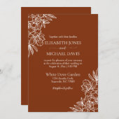 Modern Terracotta Floral Wedding Kaart (Voorkant / Achterkant)