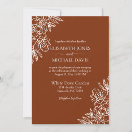 Modern Terracotta Floral Wedding Kaart