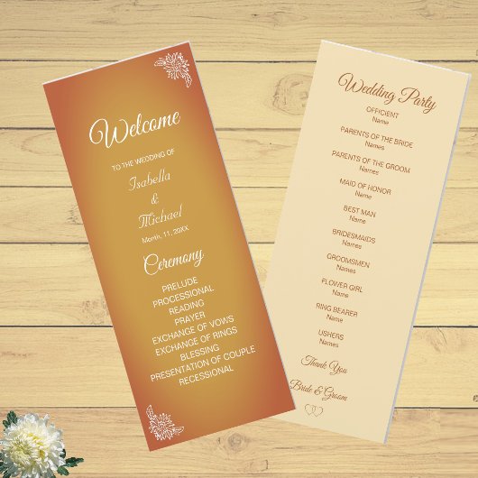 Modern Terracotta Floral Wedding-programma