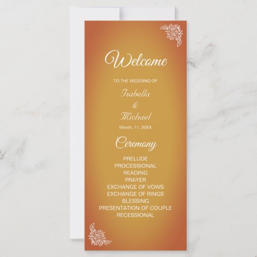 Modern Terracotta Floral Wedding-programma (Voorkant)