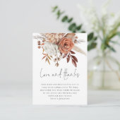 Modern Terracotta Florals Love Bedankt Wedding Briefkaart (Staand voorkant)