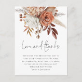 Modern Terracotta Florals Love Bedankt Wedding Briefkaart (Voorkant)
