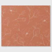 Modern Terracotta Flower Wrapping Paper Cadeaupapier (Vlak)