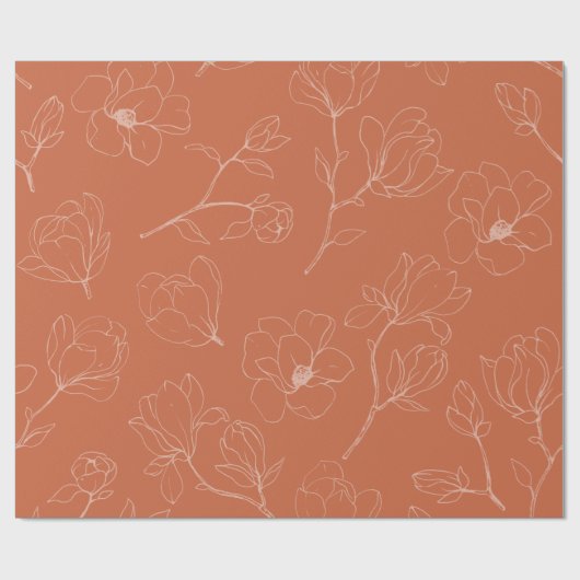 Modern Terracotta Flower Wrapping Paper Cadeaupapier (Vlak)