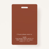 Modern Terracotta Foto ID Business Logo Employee Badge (Achterkant)
