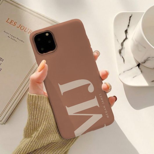 Modern terracotta gepersonaliseerd monogram Case-Mate iPhone case