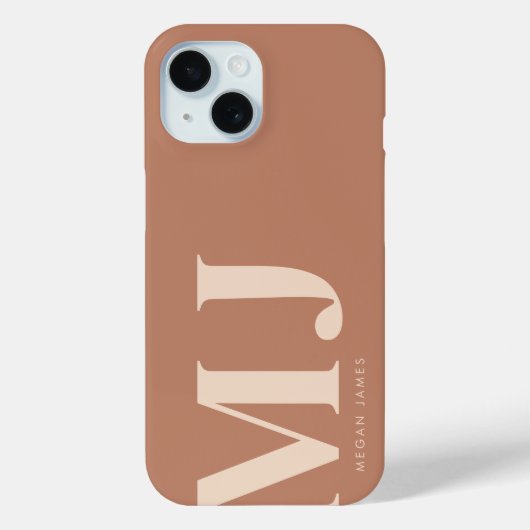 Modern terracotta gepersonaliseerd monogram Case-Mate iPhone case (Achterkant)