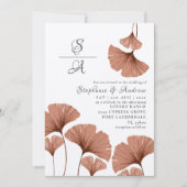 Modern Terracotta Ginkgo foliage Wedding Kaart (Voorkant)