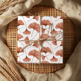 Modern terracotta Ginkgo-loofwerk Inpakpapier Vel