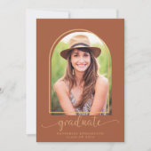 Modern Terracotta Gold Arch Photo Afstuderen Kaart (Voorkant)