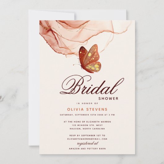 Modern Terracotta Gold Vlinder Vrijgezellenfeest Kaart (Voorkant)