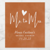 Modern Terracotta Heart tegen mevrouw Vrijgezellen Wijn Etiket (Enkel label)